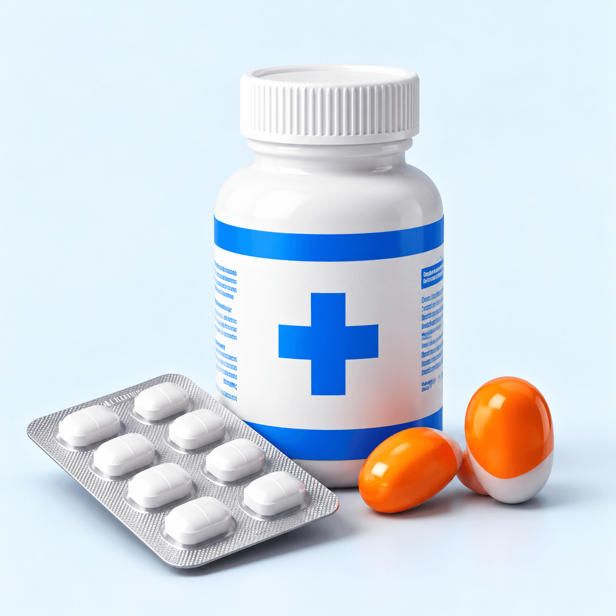 Medicine bottle and tablets